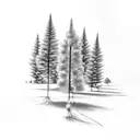 cotton plant and pine trees tattoo design idea