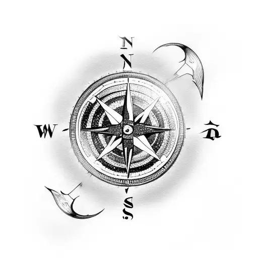 A compass with a wolf's paw print in the center tattoo design idea