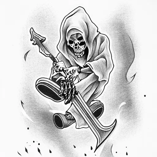 Grim Reaper on skate tattoo design idea