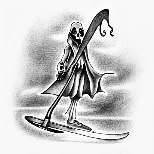 Grim Reaper on skate tattoo design idea