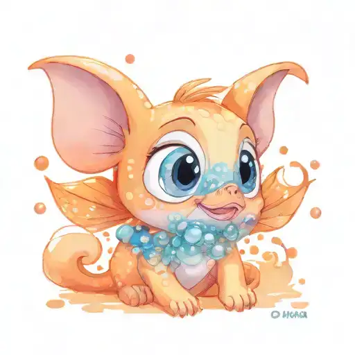 Dory from Finding Nemo as a puppy, with the phrase keep swimming and bubbles around her, she has big, cute eyes tattoo design idea