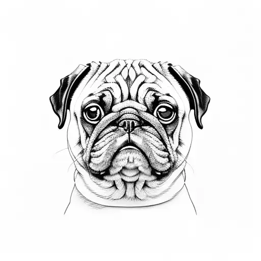 pug black tattoo design idea