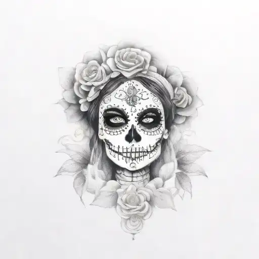 mexican catrina tattoo design idea