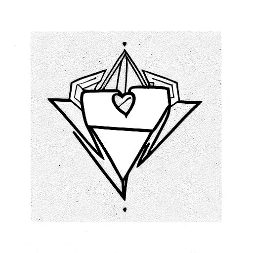 triangular shattered heart tattoo design idea