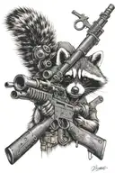 raccoon as a sniper with gun tattoo design idea