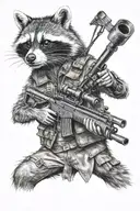 raccoon as a sniper with gun tattoo design idea
