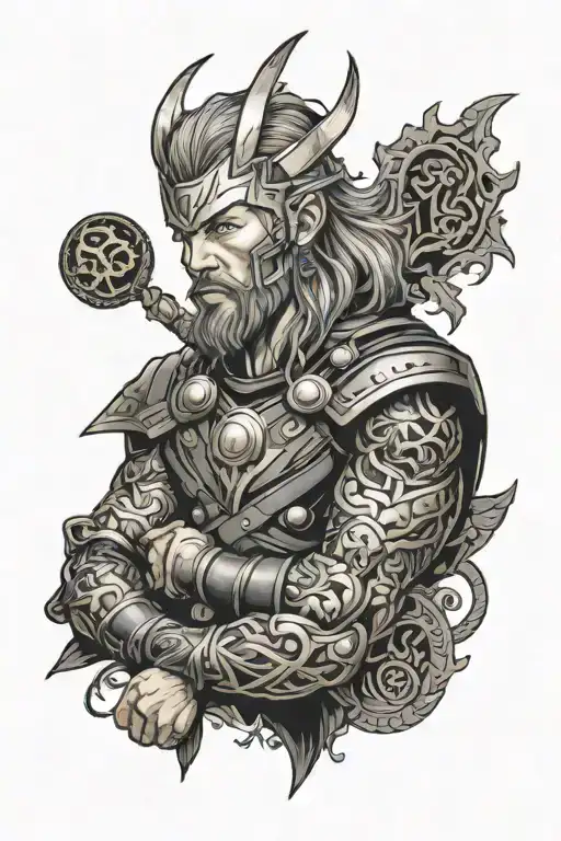 Thor, Grim's son playing tattoo design idea