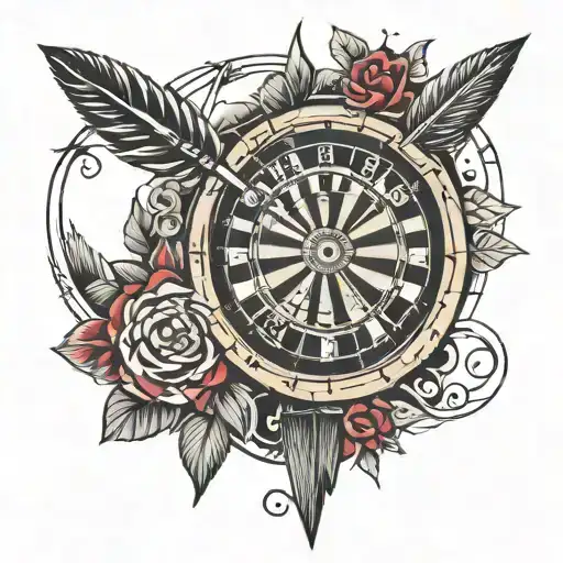 darts, gambler tattoo design idea