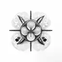 bell with 4 leaf clover tattoo design idea