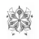 bell with 4 leaf clover tattoo design idea