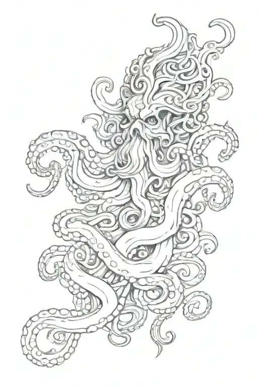 poseidon + octopus + trident + Ocean tattoo design idea