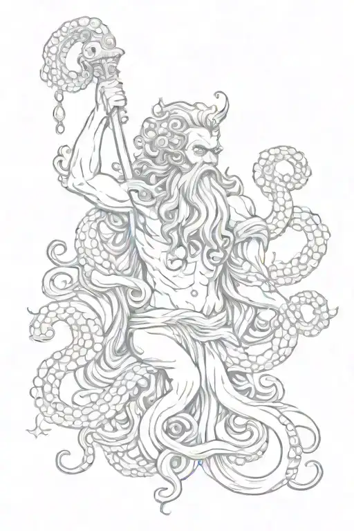 poseidon + octopus tattoo design idea