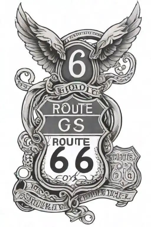 route 66 tattoo design idea
