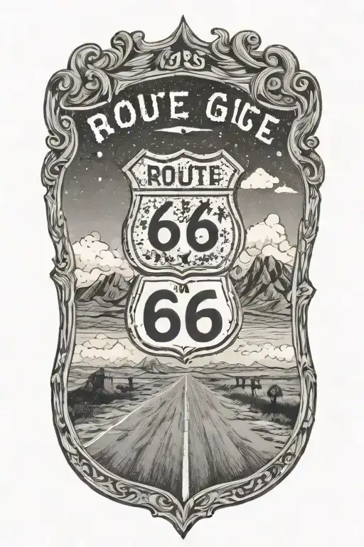 route 66 road trip tattoo design idea