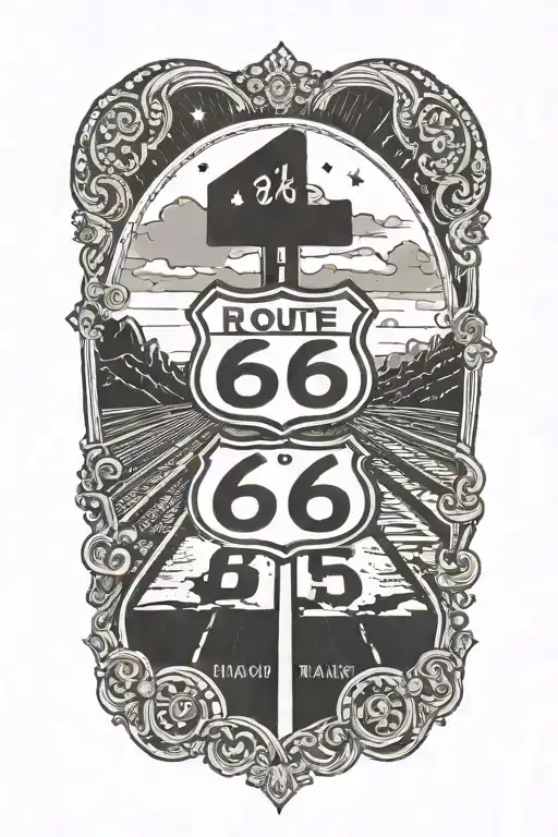 Route 66 sign road leading towards tattoo design idea