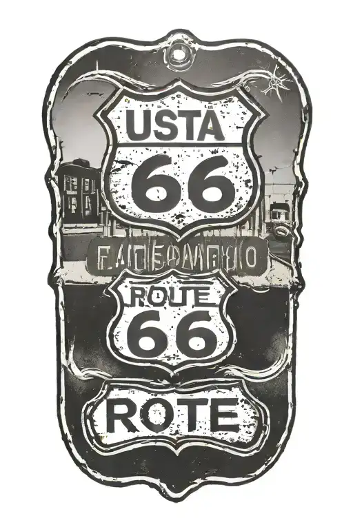 USA Route 66 road sign tattoo design idea