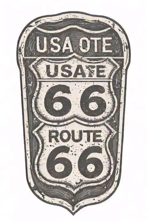USA Route 66 sign with road  tattoo design idea