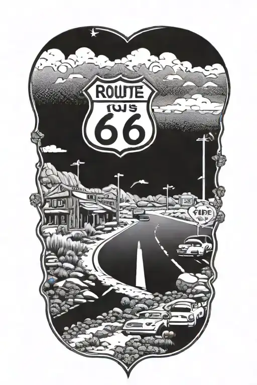 route 66 road trip tattoo design idea