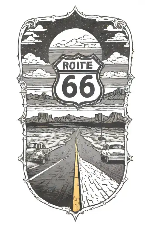 route 66 road trip tattoo design idea