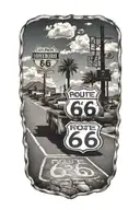 Route 66 sign road leading truck parked tattoo design idea