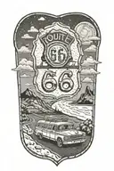 route 66 road trip tattoo design idea