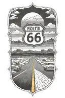route 66 road trip tattoo design idea