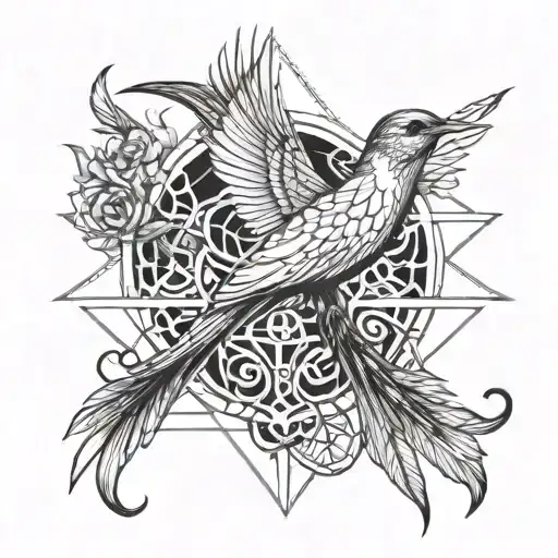 swallow bird and basilisk tattoo design idea