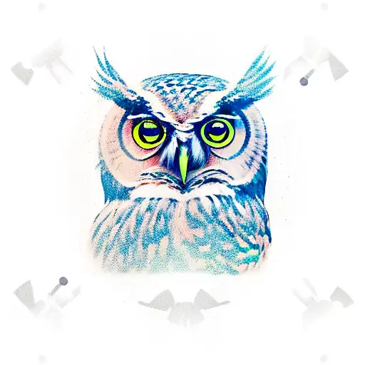 Owl with ps5 joystick  tattoo design idea