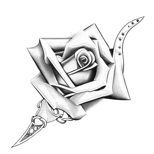 Dagger with chains and rose  tattoo design idea