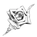 Dagger with chains and rose  tattoo design idea