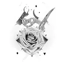 Dagger with chains and rose  tattoo design idea