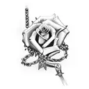 Dagger with chains and rose  tattoo design idea