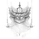 Dagger with chains and rose  tattoo design idea