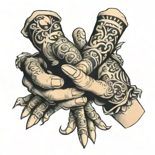2  side hand index finger and thumb tattoo design idea