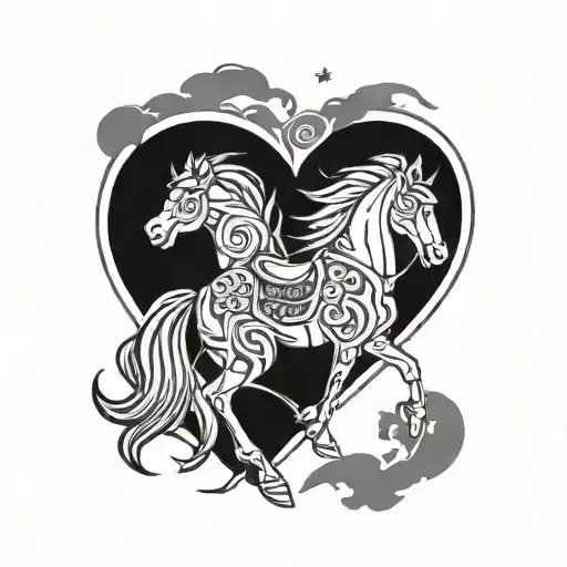 A fusion tattoo design combining elements from Inuyasha and Spirit the stallion of the cimarron, with a Japanese twist tattoo design idea