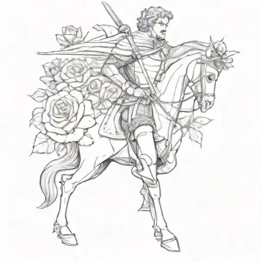 Saint George with roses tattoo design idea