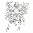 Saint George with roses tattoo design idea
