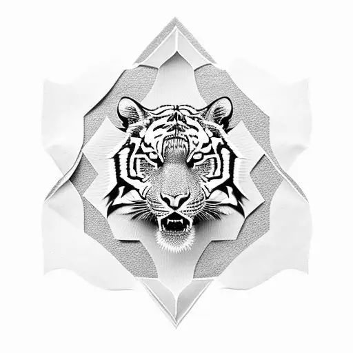 fierce tiger ripping through paper tattoo design idea