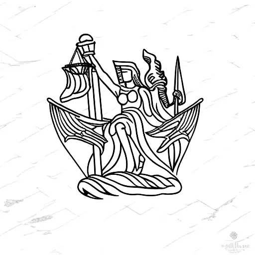tattoo of lady justice stepping on a land tattoo design idea