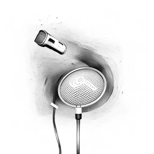 Eminem's iconic microphone with music notes swirling around it tattoo design idea