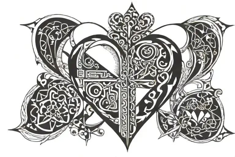 verse psalms 23 heart tattoo design idea