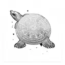 A combination of Polynesian patterns and outdoor scenery with a turtle tattoo design idea
