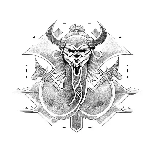 Burning viking ship tattoo design idea