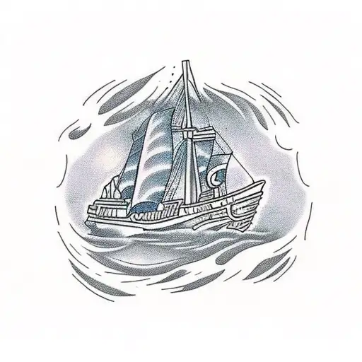 Burning Ship tattoo design idea