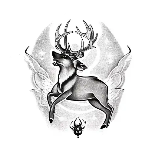 Goddess Freya, Elk, Mombacho, Three Of Growth, San Pedro, Fifth Chakra, obsidian tattoo design idea