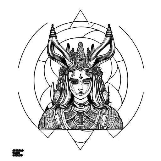 The goddess Freya, San Pedro cactus, volcano  mombacho, Elk, fifth chakra tattoo design idea
