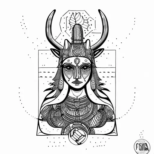 The goddess Freya, San Pedro cactus, volcano  mombacho, Elk, fifth chakra tattoo design idea