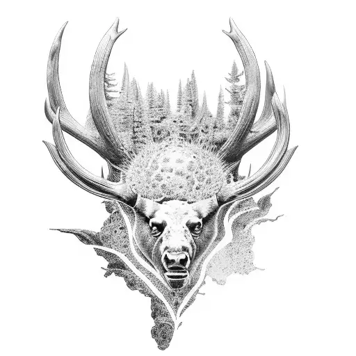 volcano mombacho, Elk, obsidian, goddess Freya, the fifth chakra, San Pedro cactus, three of earth growth tattoo design idea