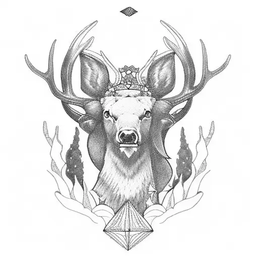 Goddess Freya, Elk tusk with Obsidian, Volcano Mombacho, Three Of Earth Growth, San Pedro Cactus, Fifth Chakra tattoo design idea
