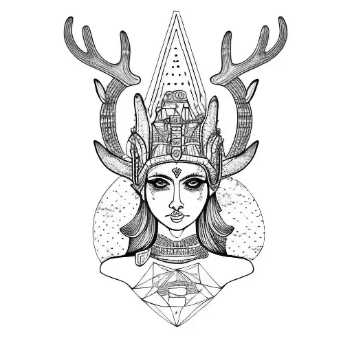The goddess Freya, San Pedro cactus, volcano  mombacho, Elk, fifth chakra tattoo design idea
